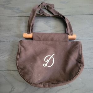 Vintage handmade purse bag embroidered letter D
